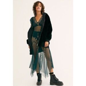 Free People Annabelle green embellished slip dress